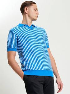 Органическая хлопковая поло Regular Fit с волнообразной полоской Ben Sherman, Kingfisher/White