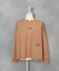 Двусторонняя вышивка на вязаном пуловере Studio Picone, цвет Camel (015)