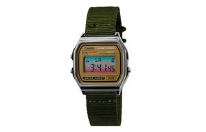 CASIO Мужские часы Retrofit Series с кварцевым механизмом и нейлоновым ремешком, черный циферблат