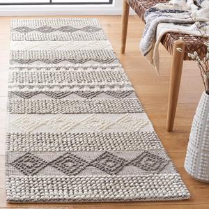 Ковер-дорожка SAFAVIEH, 69 x 671 см, Natura Collection, Grey & Ivory, ручной работы марокканский бохо этнический из шерсти и хлопка, идеально для помещений с высокой проходимостью в гостиной, спальне (NAT102A)