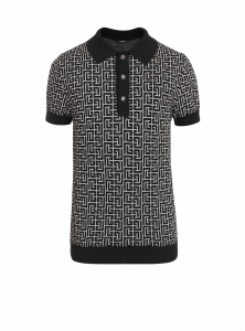 Поло с монограммой BALMAIN, черный