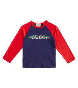 Футболка из хлопка с принтом для малышей Gucci Kids, цвет dark night sky/red/m