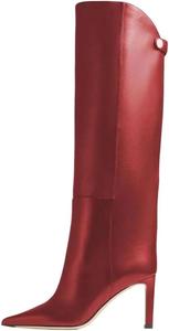 Женские узкие ретро-сапоги на высоком каблуке с каменным узором, мода европейско-американского подиума Generic, Red Fleece