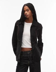 Бохо-куртка Urbancode из замши с бахромой черного цвета