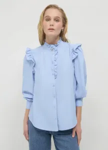 Рубашка с оборками и пуговицами Calliope, Celeste Chiaro