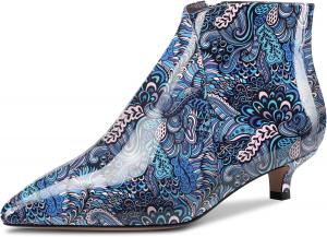 Женские ботильоны Aachcol с коротким голенищем, заостренным носком, низким каблуком-кисочкой с молнией, деловая обувь высотой 3,8 см, Cores Coloridas K