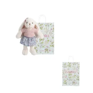 Плюшевая кукла милый зайчик, уютная мягкая кроличья семья, плюшевые зайчики в юбке в клетку, высота 25 см GABRIEL