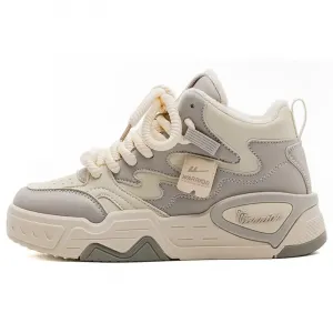 WARRIOR Термические высокие кеды для увеличения роста женские бежево-серые, цвет Beige Gray