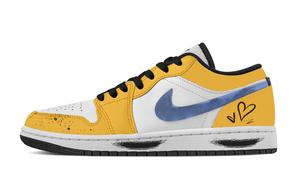 Jordan Кроссовки Air 1 Bumblebee устойчивые к истиранию низкие винтажные баскетбольные женские white yellow