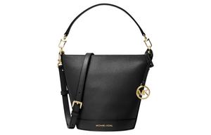 Сумка-ведро из личиевой зернистой кожи, женская маленькая черная наплечная сумка через плечо MICHAEL KORS