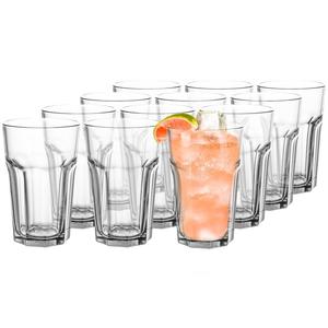 Набор из 12 стаканов для воды, 320 мл, стаканы для питья, можно мыть в посудомоечной машине, прозрачные стаканы для сока, стабильные, штабелируемые для воды, джина, коктейля, лонг-дринка Konzept-11, прозрачный