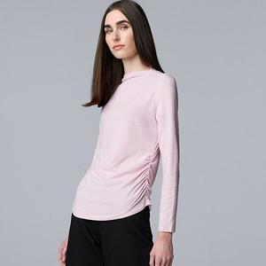Женская футболка с драпировкой и высоким воротником Simply Vera Vera Wang, Medium Lilac Heather