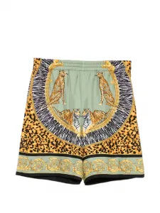 Шорты с анималистичным принтом Versace Kids, зеленый