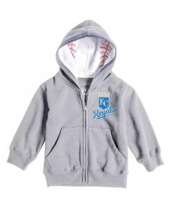 Толстовка с капюшоном и застежкой-молнией для мальчиков и девочек, серая, с принтом бейсбольной команды Kansas City Royals Soft As A Grape