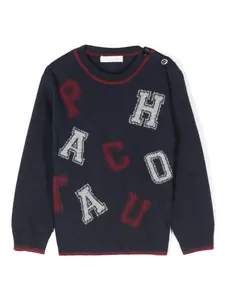 Свитер вязки интарсия с логотипом Patachou, синий