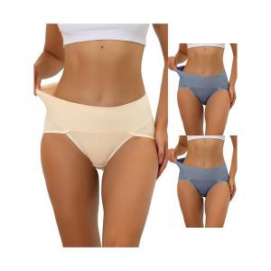 3 упаковки женского нижнего белья в рубчик с завышенной талией и контролем живота, доступны в размерах больших размеров ALLEGRA K, цвет Blue Beige
