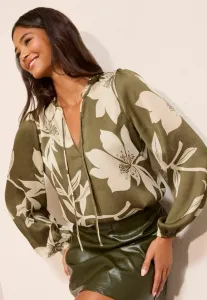 Блузка прямого кроя с длинными рукавами Friends Like These, Floral Khaki