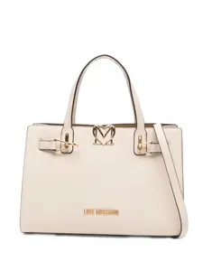 Сумка-тоут с фирменной фурнитурой Love Moschino, бежевый