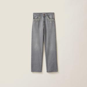 Джинсовые брюки MIU MIU, серый