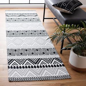 Ковер-дорожка SAFAVIEH, 69 x 244 см, Marbella Collection, Black, ручной работы из хлопка, идеально подходит для помещений с высокой проходимостью: гостиная, спальня (MRB625Z)