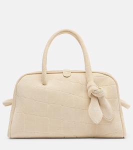 Сумка-тоут Turismo Small из замши с крокодиловым эффектом Jacquemus, слоновая кость