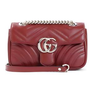 GUCCI Сумка GG Marmont кожаная через плечо женская бордовая