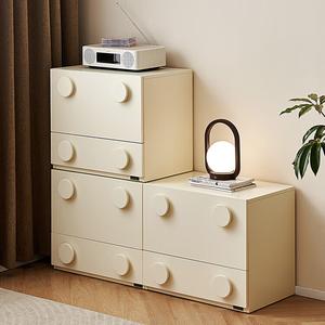 Quanu Комод для спальни из массива дерева в стиле минимализм, 3 ящика, цвет cream white