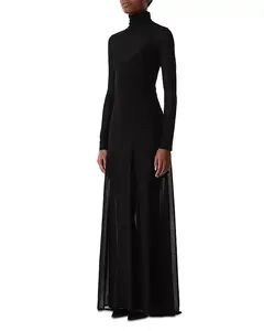 Длинное платье с высоким воротником-стойкой Jason Wu Collection, черный