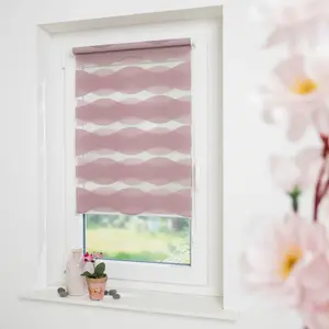 GARESA двойная рулонная штора «Волна», светозащита, без сверления, свободно висит, декоративная, плавно регулируется, цвет altrosa + weiß + weiß