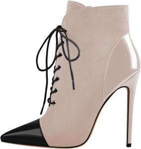 Женские ботильоны на шпильке с зауженным носком, шнуровкой и боковой молнией Onlymakerheels, Black Apricot