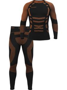 Мужской функциональный спортивный комплект нижнего белья, рубашка и брюки оранжево-черного цвета. normani