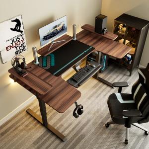 Письменный стол PSEAT Light Wing Guardian Alien-Shaped, электрический с регулировкой высоты, 190 см, черный орех, U-образный