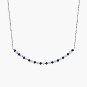 Ожерелье с плавающим сапфиром и бриллиантовой улыбкой из 14-каратного белого золота Blue Nile