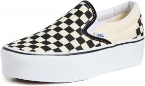 Женские классические кеды Vans Slip On на платформе, Checkerboardblack/White