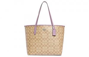 COACH Городская ПВХ сумка шоппер Плечевая сумка Женская большая сумка Светлый хаки