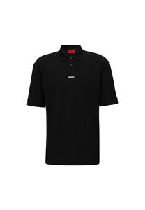 Рубашка-поло мужская - Дангула, пике, рукав 1/2, планка на пуговицах, приталенного кроя, хлопок HUGO, черный