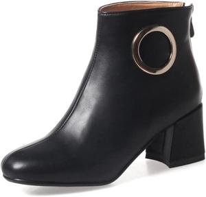 Женские модные ботильоны MIOKE с заостренным носком, массивным каблуком, застежкой-молнией, вестерн-стилем, короткие ботинки Chelsea для нарядного образа, Black