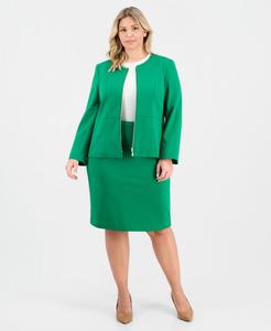Куртка большого размера на молнии и облегающая юбка Le Suit, Pepper Green