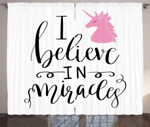 Штора ABAKUHAUS в деревенском стиле с надписью Я верю в чудеса, универсальная тесьма для гостиной с петлями и крючками, 280 x 225 см, цвет: розовый, кока-кола, серый, белый Abakuhaus