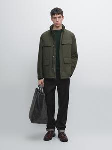 Водоотталкивающая стеганая куртка с карманами Massimo Dutti, brown