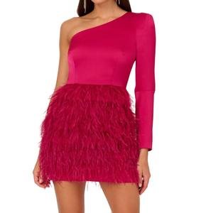 Атласное мини-платье на одно плечо в насыщенном пурпурном цвете Liv Foster