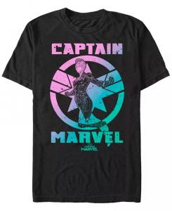 Футболка с коротким рукавом для мужчин Marvel с логотипом Captain Marvel Flying Gradient Fifth Sun, черный