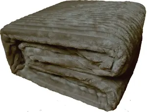 Комплект постельного белья зимний, двухсторонний, из 2 предметов, флисовый вельвет, 135x200+80x80 см, серо-коричневый, однотонный, флис, плюш KH-Haushaltshandel