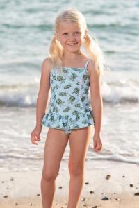 Купальник с баской и черепаховым мотивом Trotters London, синий