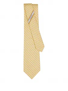 Шелковый галстук с принтом кита Ferragamo, желтый