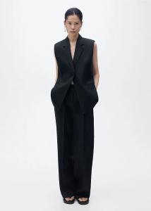 Прямые брюки Mango из 100% льна черного цвета — часть комплекта