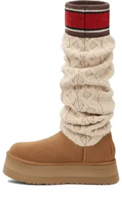 Кроссовки (WMNS) UGG Classic Sweater Letter Tall 'Chestnut', бежевый