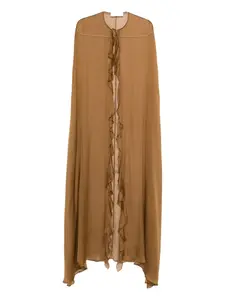 Пальто-накидка с воланами Raquel Diniz, коричневый