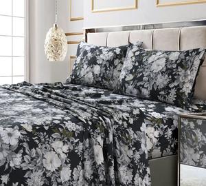 Комплект постельного белья Vernazza из хлопкового сатина с принтом, плотность ткани 300 нитей, размер King Tribeca Living, цвет charcoal
