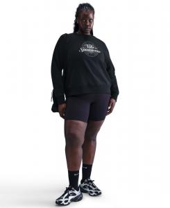 Толстовка с графическим принтом и круглым вырезом из флиса от Sportswear Club больших размеров Nike, Black/Photon Dust